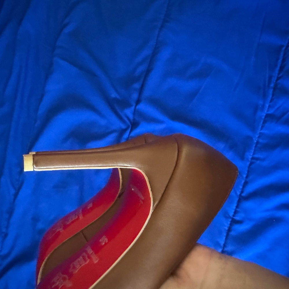 Christian Louboutin Brown Heels with Signature Red Soles - Picture 11 of 13